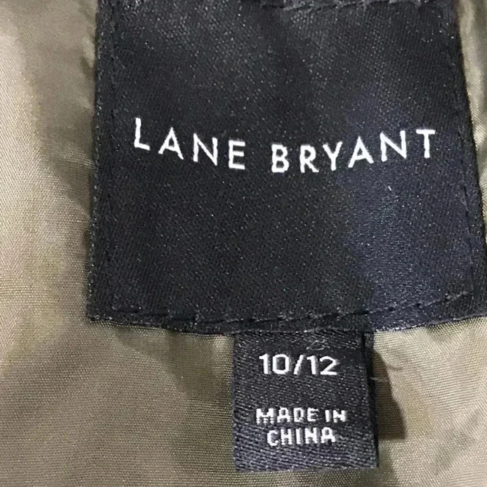 Lane Bryant Olive Quilted Puffer 3/4 Jacket Women’s‎ 10/12
